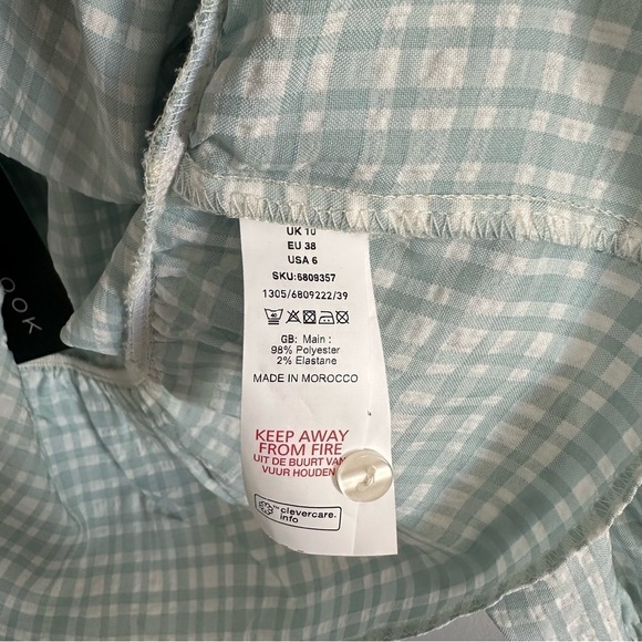 (NWT)  New Look button up tea cute blouse in mint plaid - Picture 9 of 10